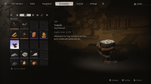 Materials screenshot of Black Myth: Wukong video game interface.