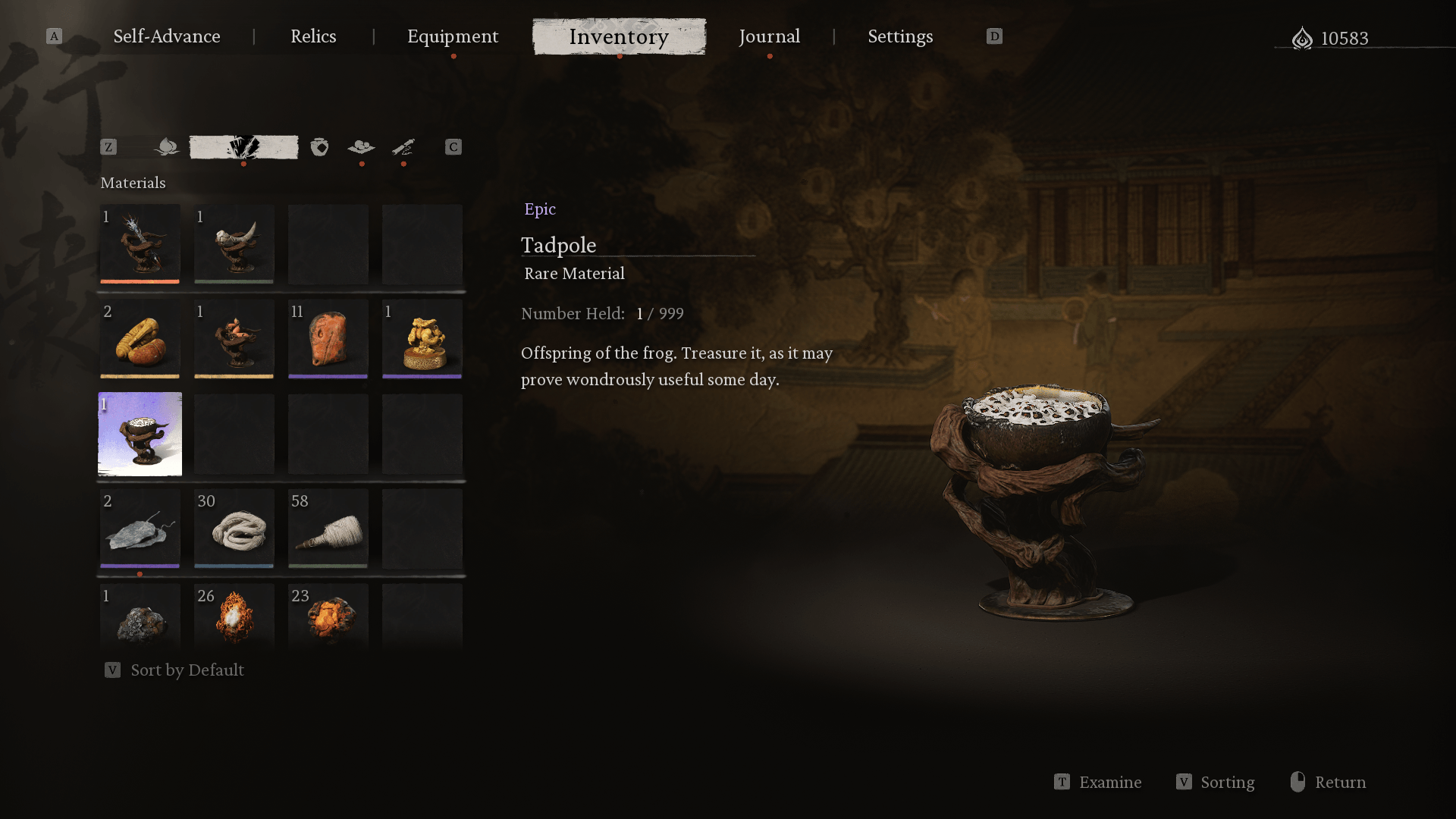 Materials screenshot of Black Myth: Wukong video game interface.