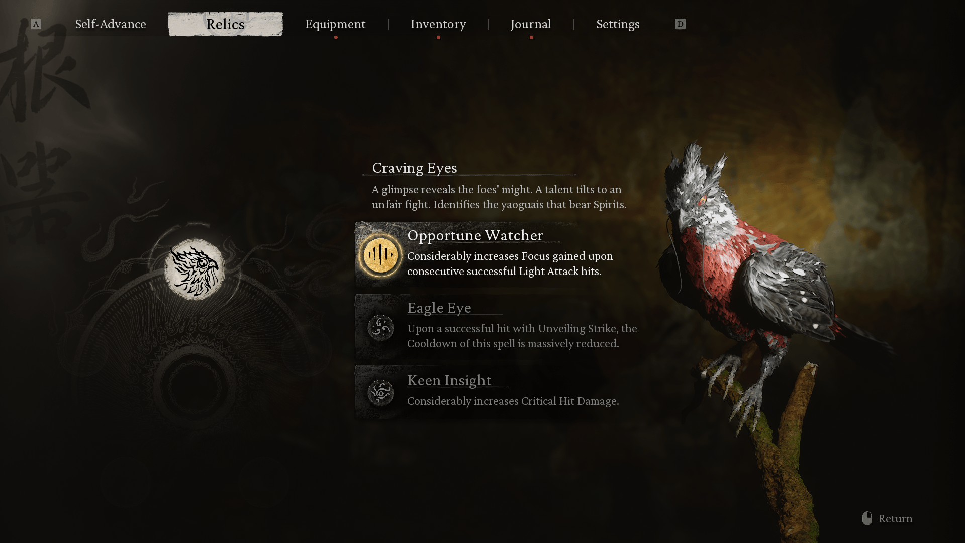 Relics screenshot of Black Myth: Wukong video game interface.