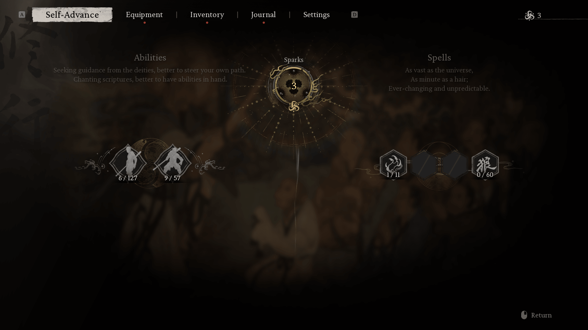 Skill Tree screenshot of Black Myth: Wukong video game interface.