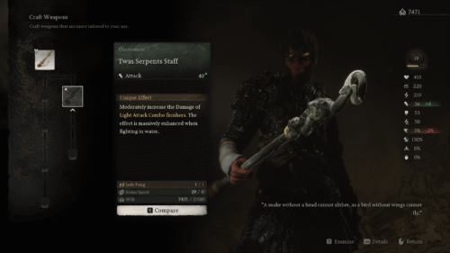 Weapon screenshot of Black Myth: Wukong video game interface.