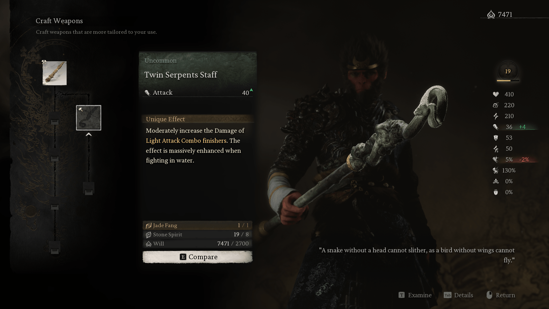 Weapon screenshot of Black Myth: Wukong video game interface.