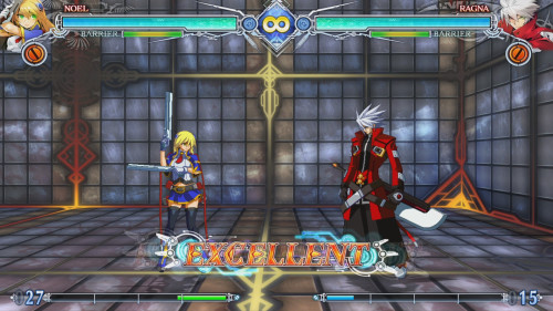 Tutorial Section Clear screenshot of BLAZBLUE CENTRALFICTION video game interface.