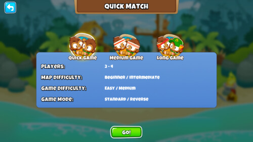 Quick game screenshot of Bloons TD 6 video game interface.