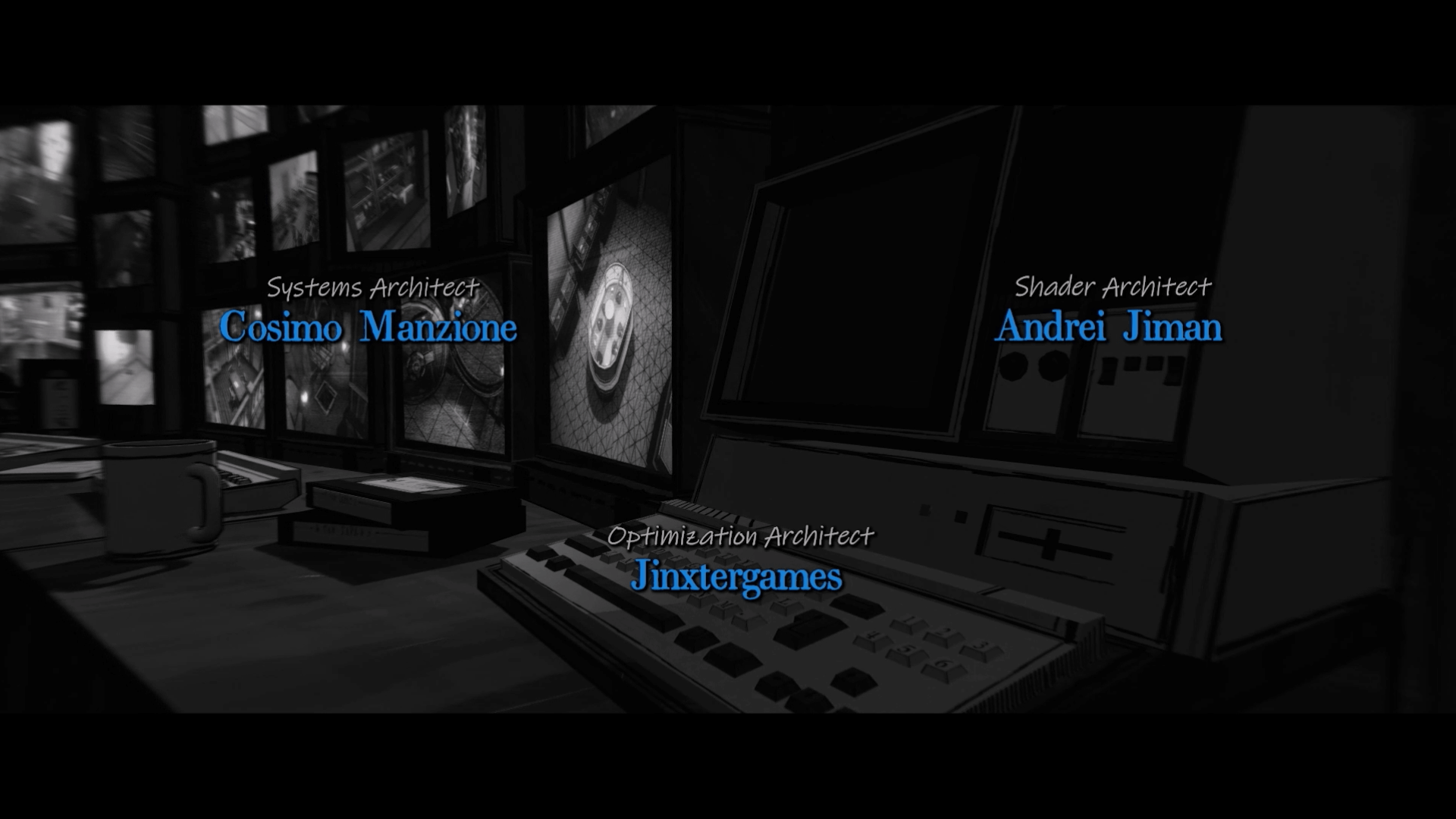 Credits screenshot of Blue Prince video game interface.