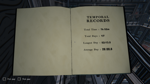 Stats screenshot of Blue Prince video game interface.