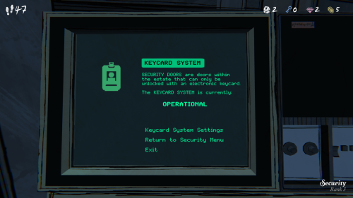 Terminal screenshot of Blue Prince video game interface.