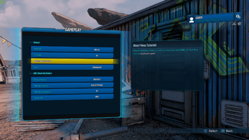 Gameplay screenshot of Borderlands 3 video game interface.