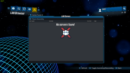 LAN Browser screenshot of Borderlands 3 video game interface.