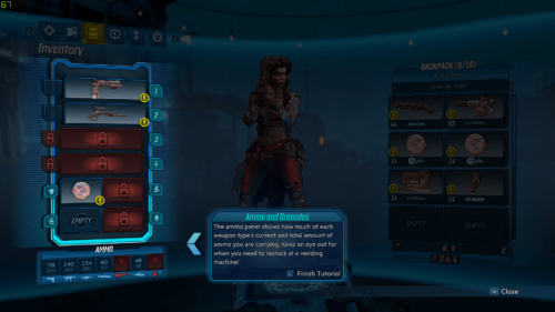 Tutorial screenshot of Borderlands 3 video game interface.