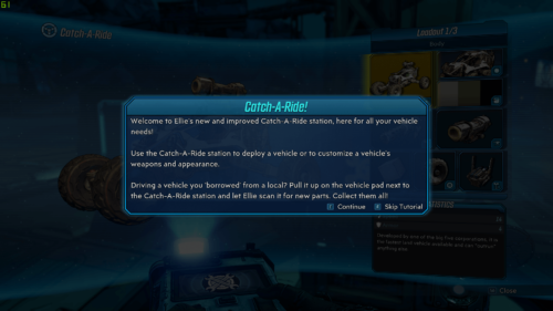 Vehicle screenshot of Borderlands 3 video game interface.