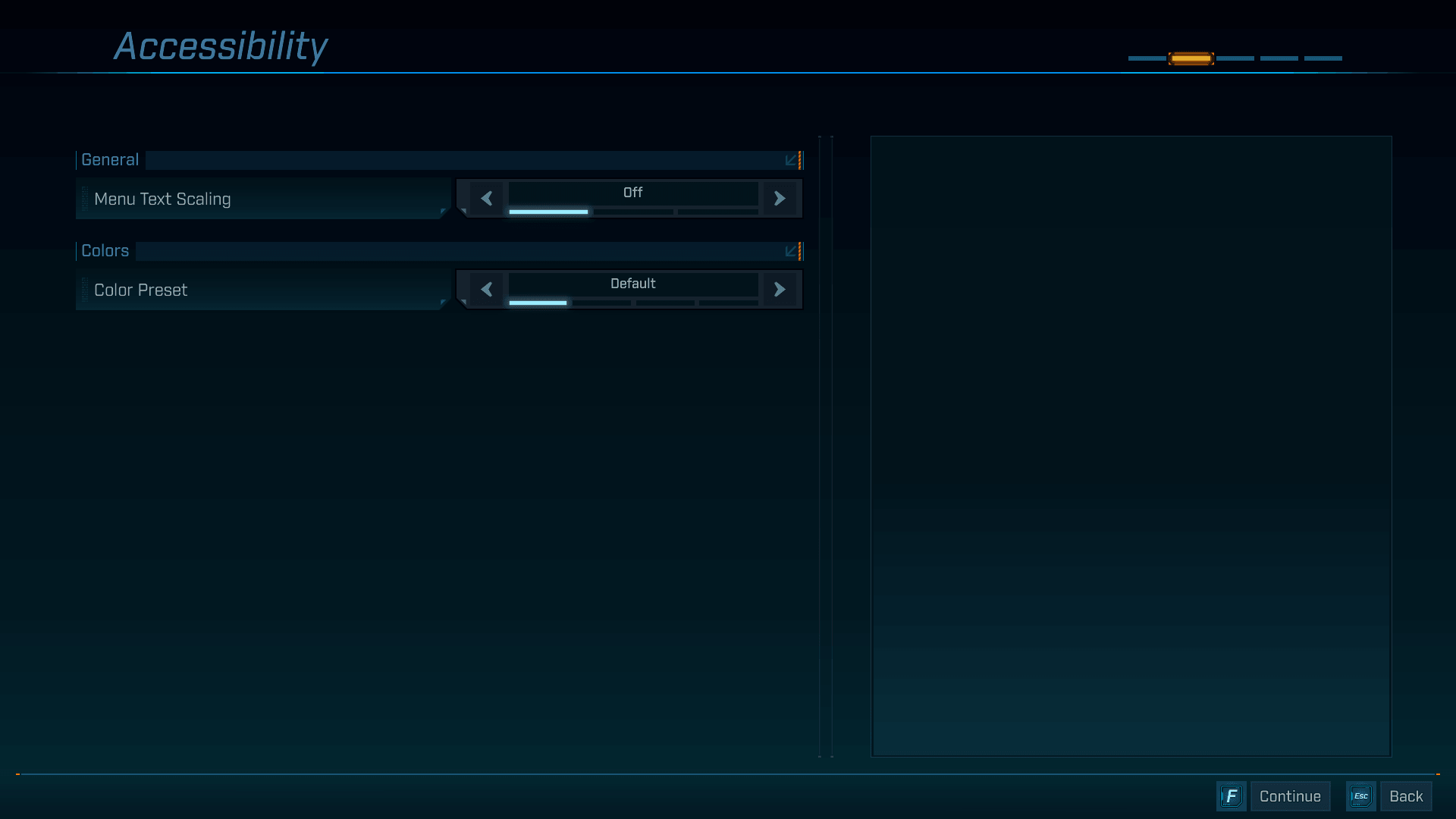 Accessibility screenshot of Borderlands 4 video game interface.