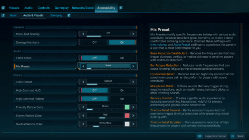 Accessibility screenshot of Borderlands 4 video game interface.
