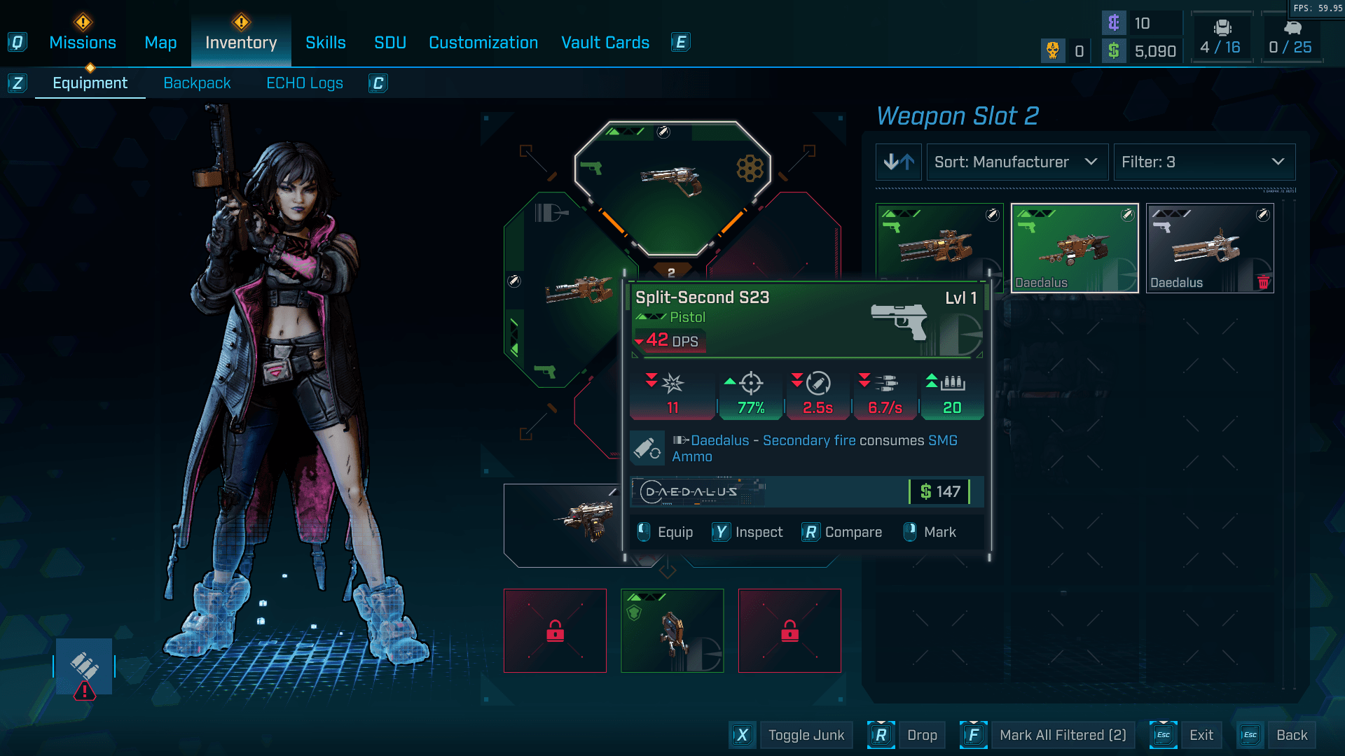 Inventory screenshot of Borderlands 4 video game interface.