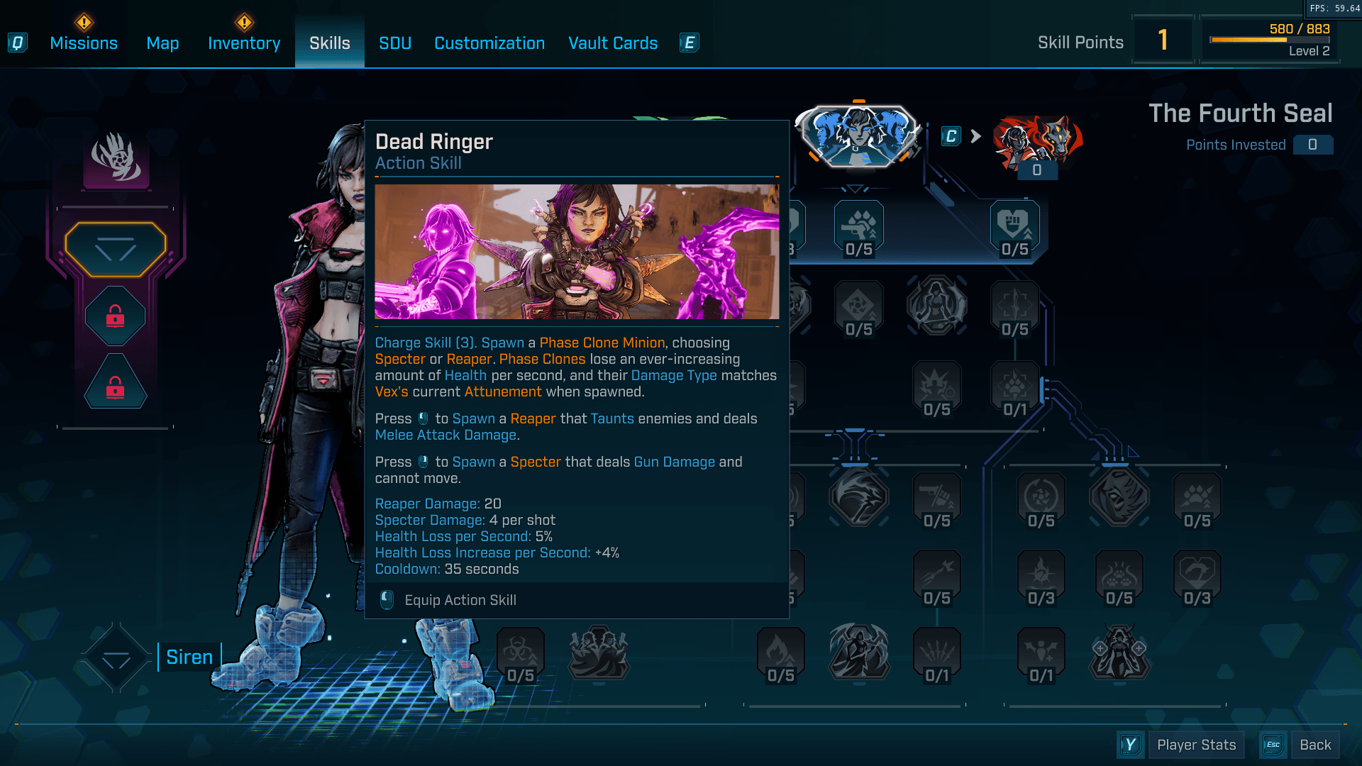 Skill Tree screenshot of Borderlands 4 video game interface.