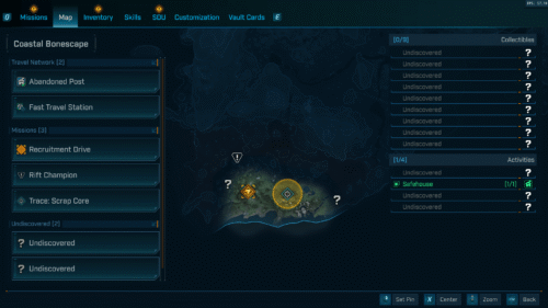 Map screenshot of Borderlands 4 video game interface.