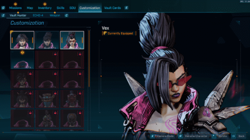 Customization screenshot of Borderlands 4 video game interface.