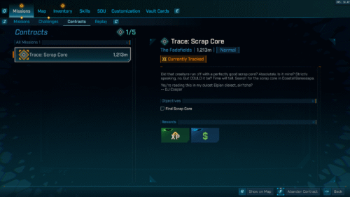 Contracts screenshot of Borderlands 4 video game interface.