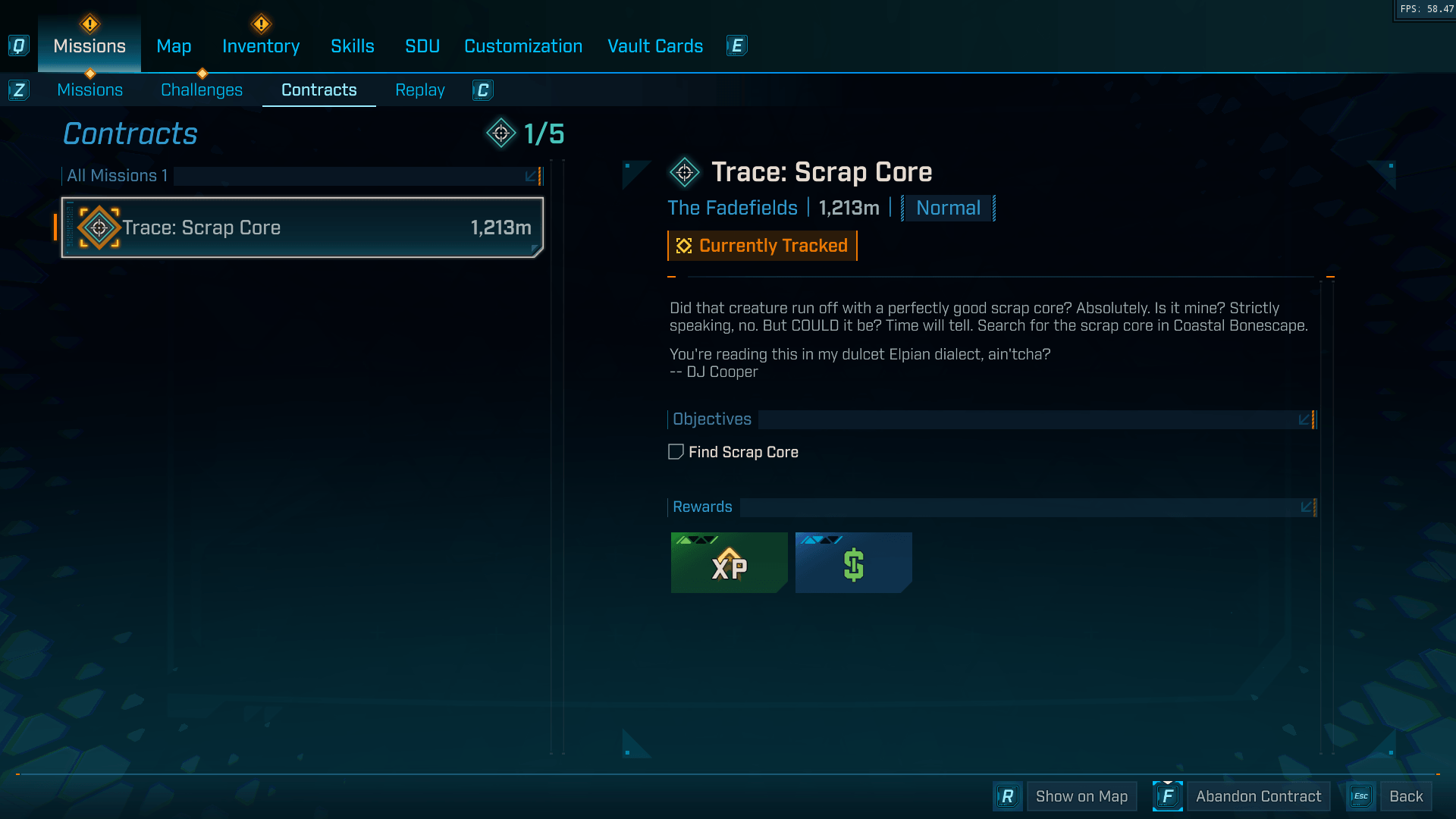 Contracts screenshot of Borderlands 4 video game interface.
