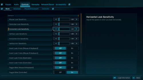 Controls screenshot of Borderlands 4 video game interface.