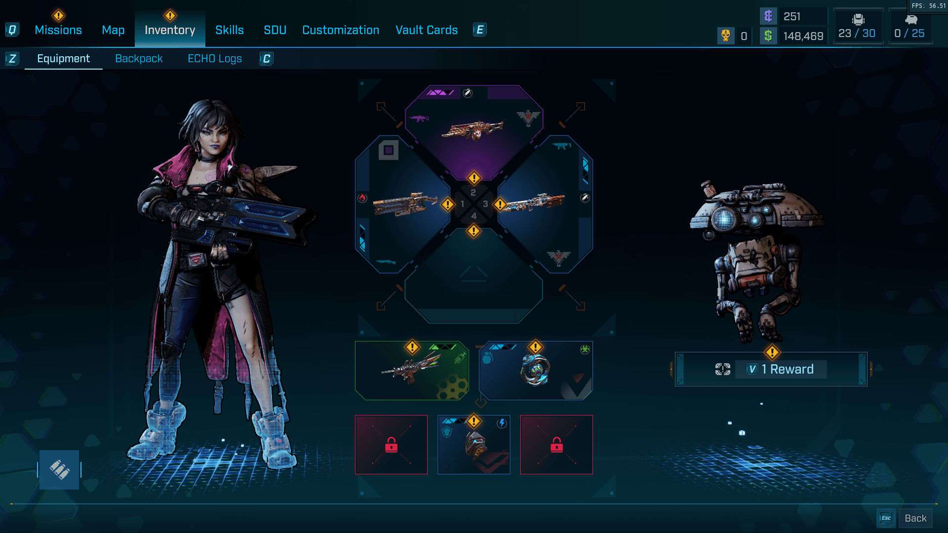 Equipment screenshot of Borderlands 4 video game interface.
