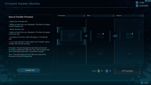 Firmware Transfer screenshot of Borderlands 4 video game interface.