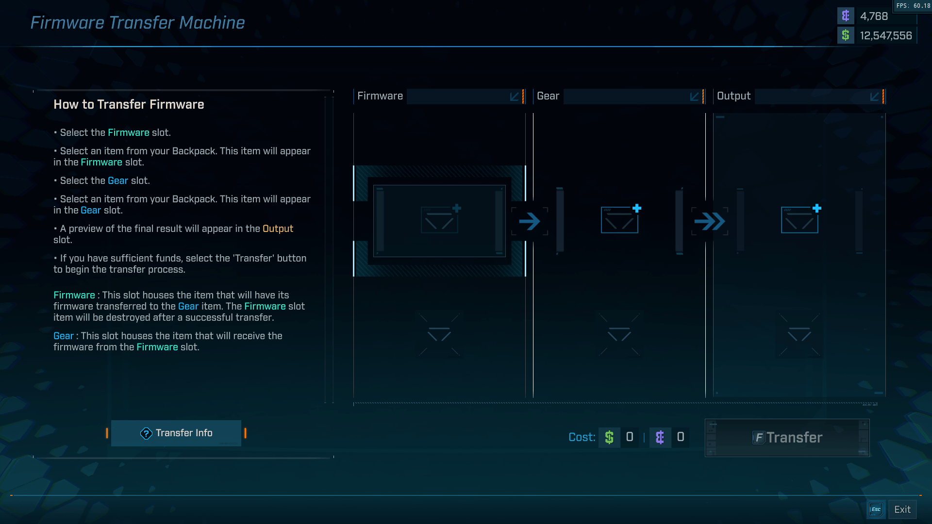 Firmware Transfer screenshot of Borderlands 4 video game interface.