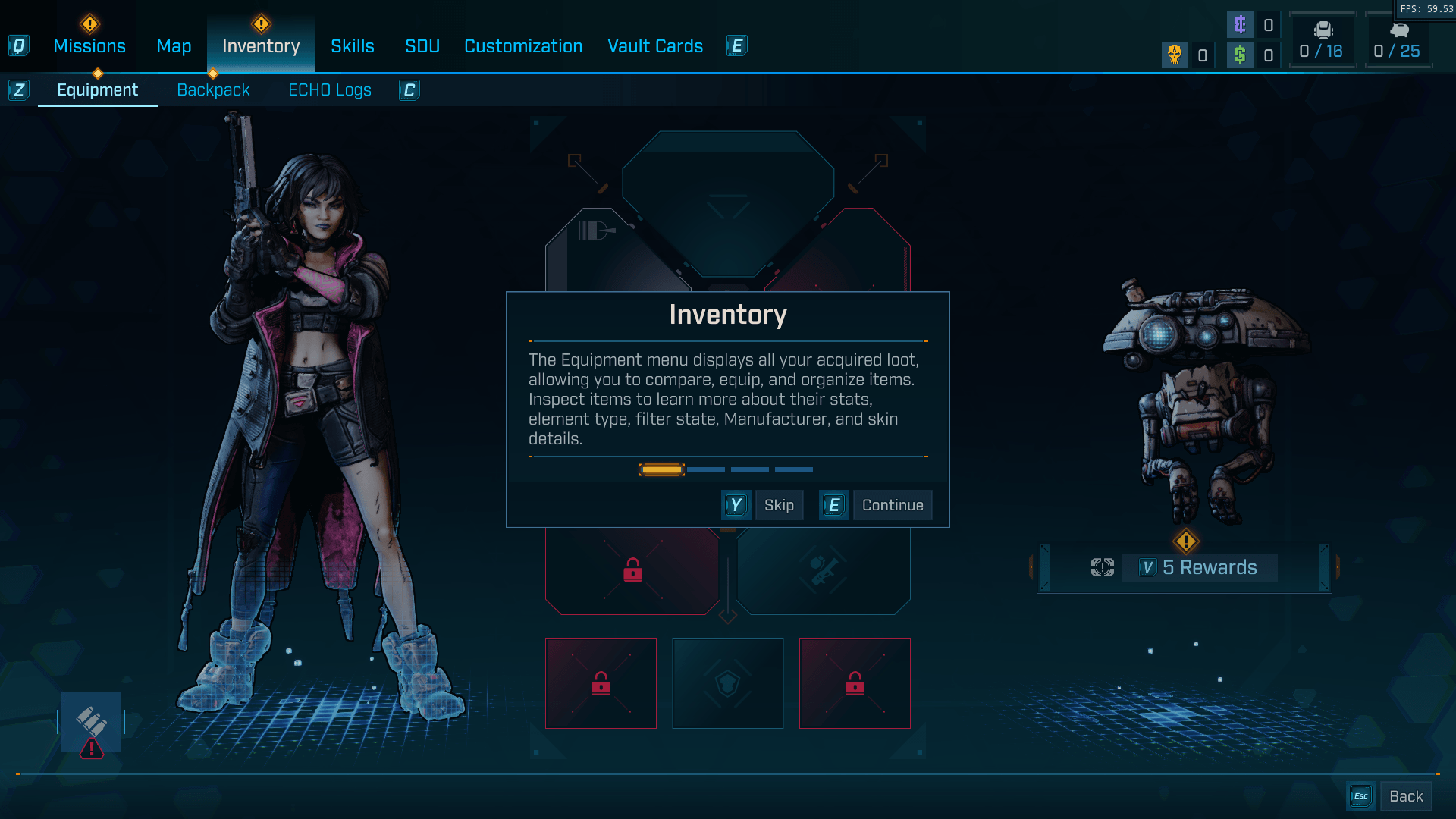 Inventory screenshot of Borderlands 4 video game interface.