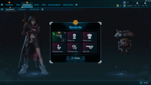 Reward screenshot of Borderlands 4 video game interface.