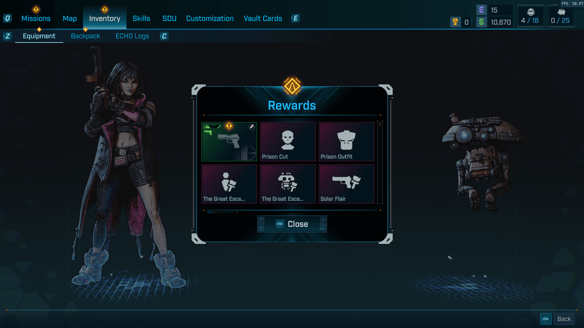 Reward screenshot of Borderlands 4 video game interface.