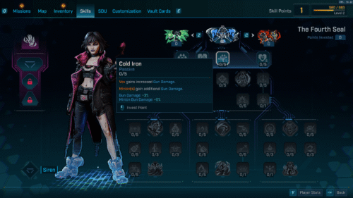Skill Tree screenshot of Borderlands 4 video game interface.