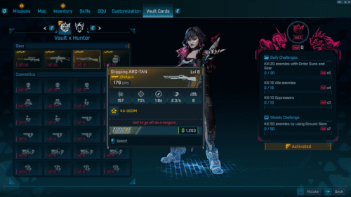 Vault Cards screenshot of Borderlands 4 video game interface.