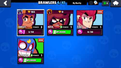 Brawlers screenshot of Brawl Stars video game interface.