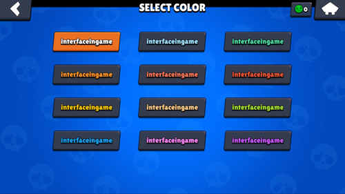 Select color screenshot of Brawl Stars video game interface.