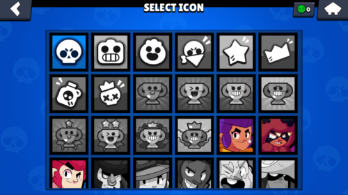 Select icon screenshot of Brawl Stars video game interface.