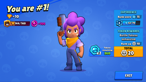 Token rewards screenshot of Brawl Stars video game interface.