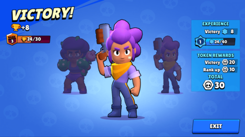 Victory screenshot of Brawl Stars video game interface.