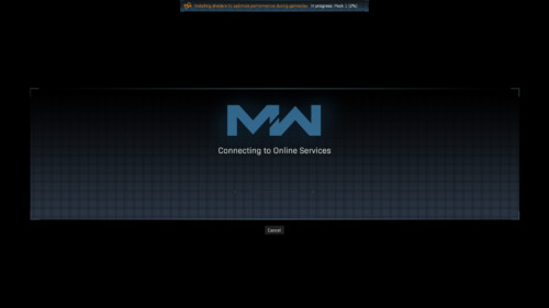 Connecting to online services screenshot of Call of Duty: Modern Warfare video game interface.