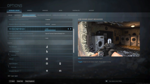 Keyboard and mouse screenshot of Call of Duty: Modern Warfare video game interface.