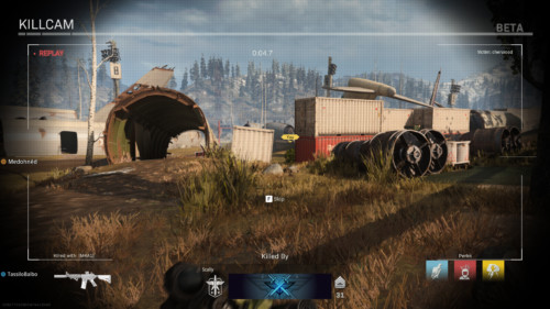 Killcam screenshot of Call of Duty: Modern Warfare video game interface.