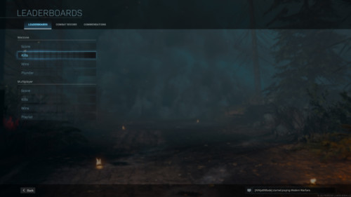 Leaderboards screenshot of Call of Duty: Modern Warfare video game interface.