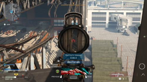 Spectating screenshot of Call of Duty: Modern Warfare video game interface.