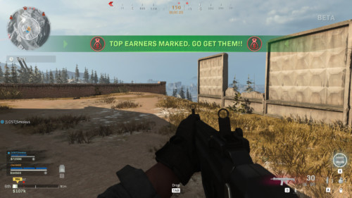 Top earners marked screenshot of Call of Duty: Modern Warfare video game interface.