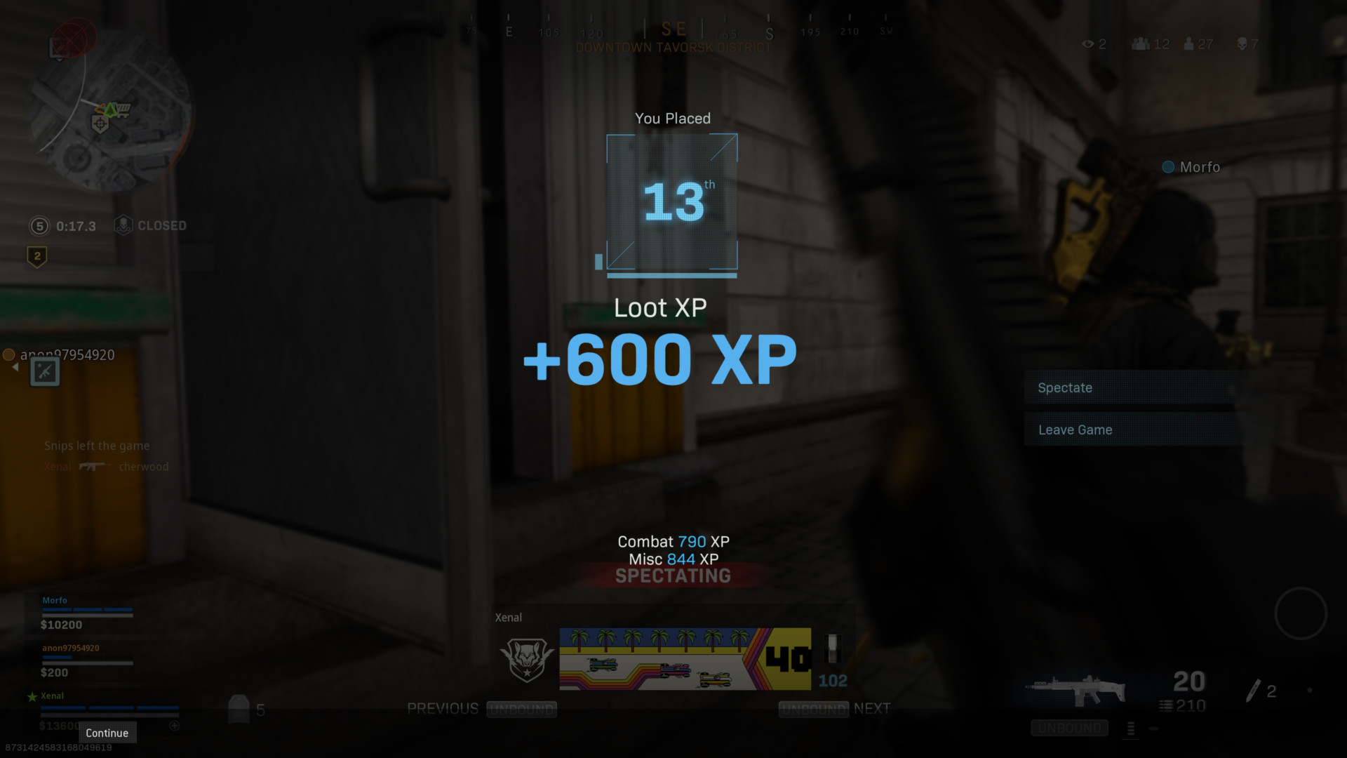 You placed screenshot of Call of Duty: Modern Warfare video game interface.