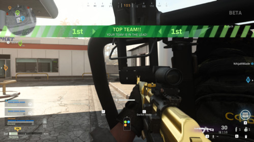Your team is in the lead screenshot of Call of Duty: Modern Warfare video game interface.