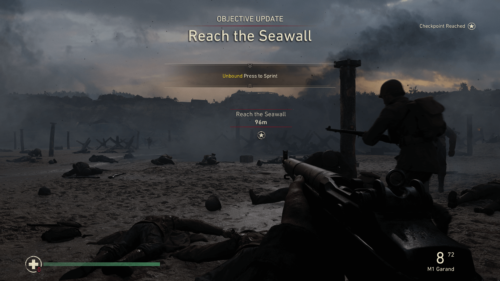 Objective update screenshot of Call of Duty: WWII video game interface.