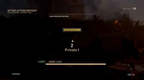 Rank progress screenshot of Call of Duty: WWII video game interface.