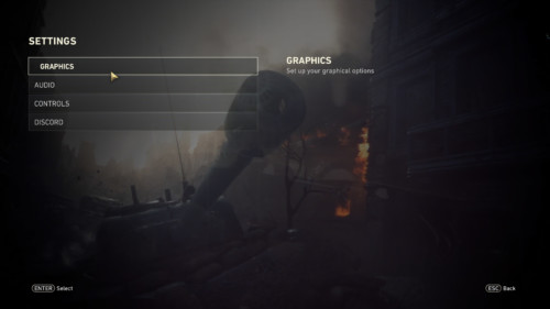 Settings screenshot of Call of Duty: WWII video game interface.