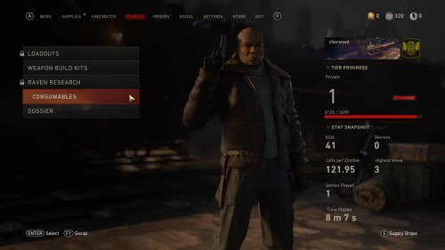 Soldier screenshot of Call of Duty: WWII video game interface.