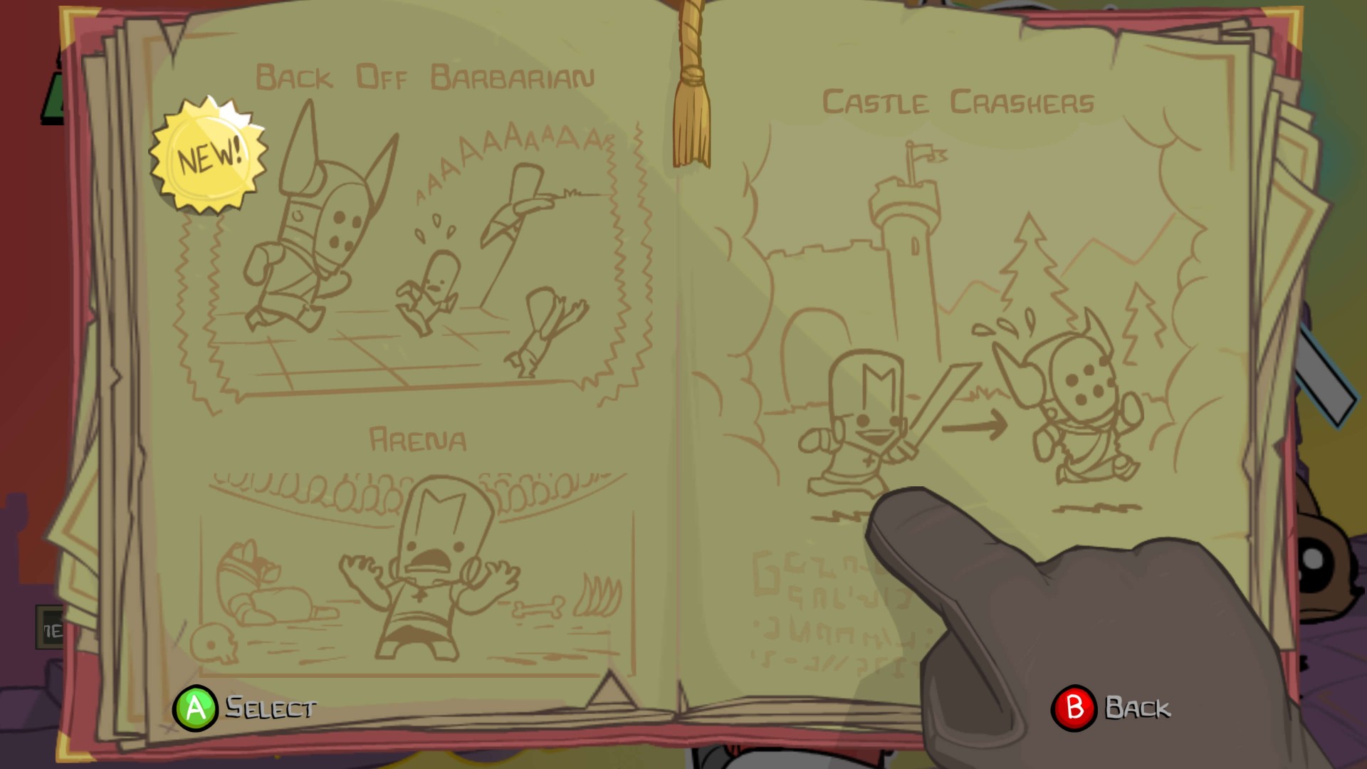 Level selection screenshot of Castle Crashers video game interface.